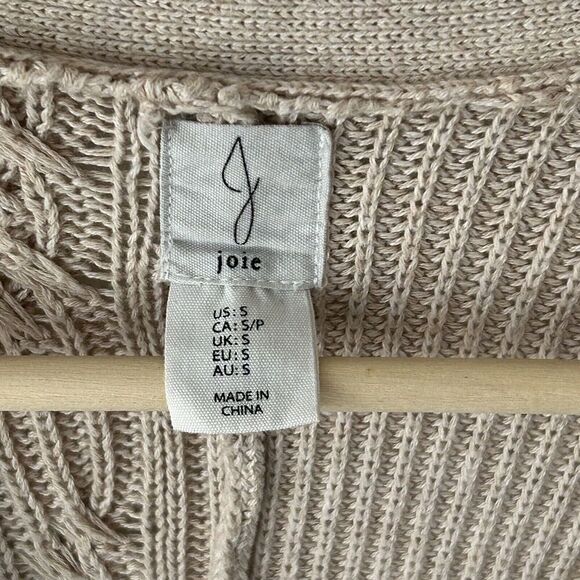 Joie Cardigan Sweater Size Small Cable Knit Oatmeal Cotton Tunic Classic Preppy - Picture 4 of 6
